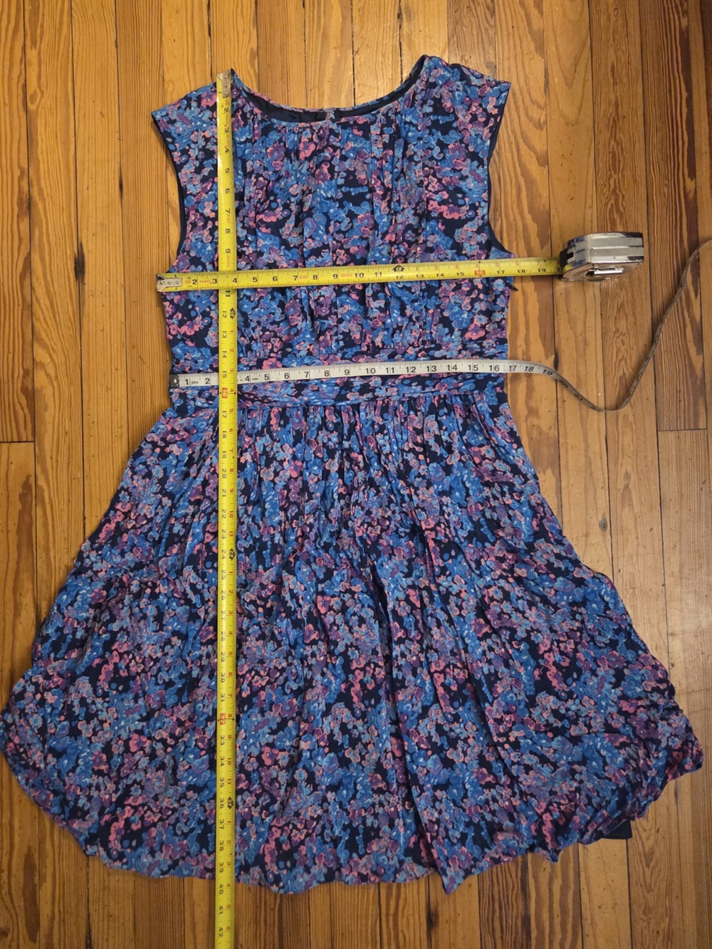 Boden NEW WITH TAGS! Navy Floral Fit-and-Flare Sleeveless Dress Blue Pink Blooms - Picture 4 of 7